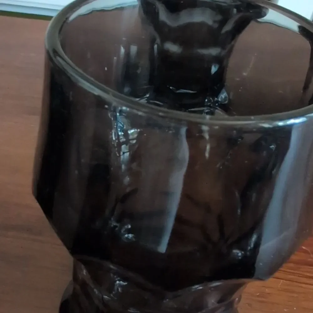 Vintage Anchor Hocking Georgian Smoke Glass 12 ounce Flat Tumbler, Set of 6